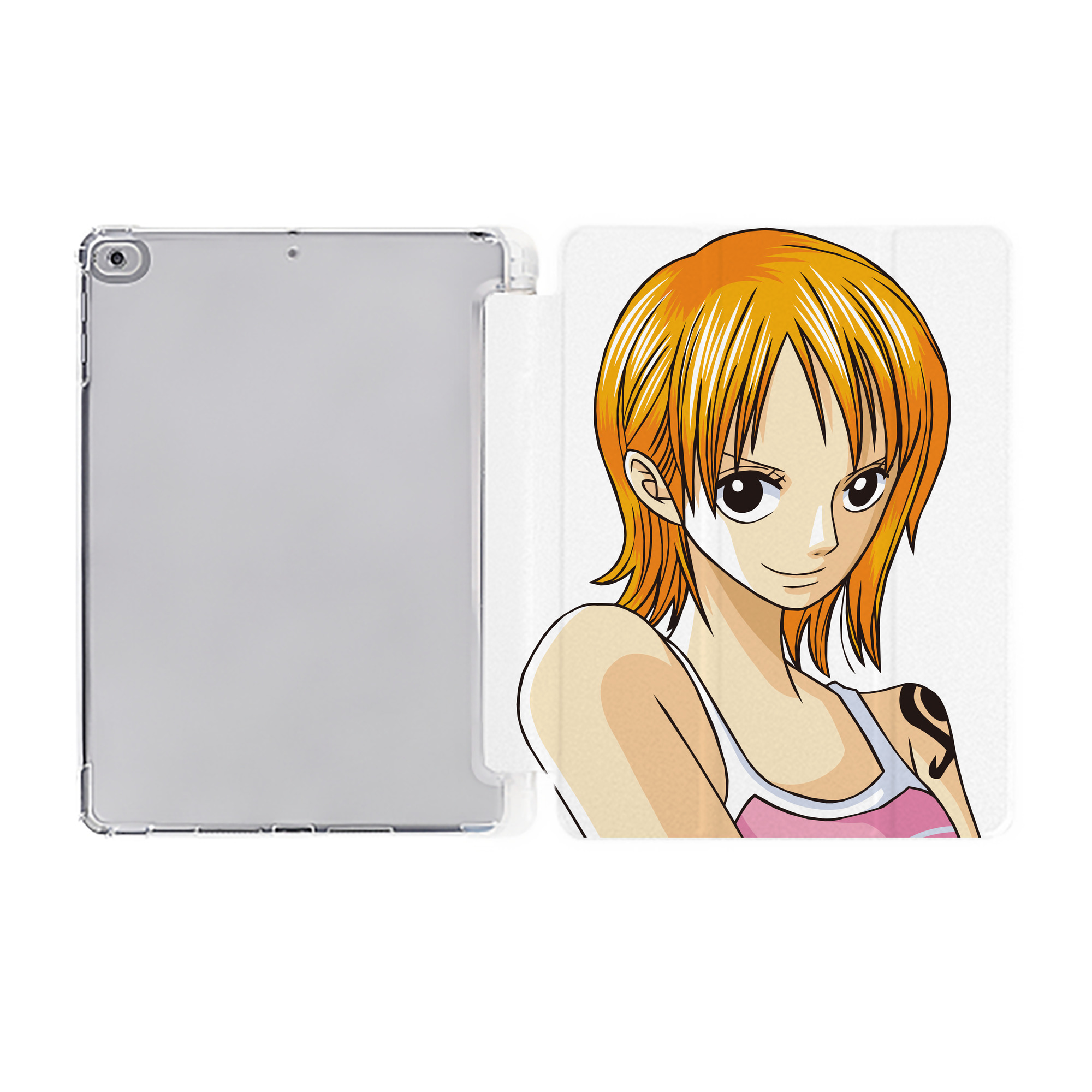 （画像用） ワンピース ナミ ONE PIECE Nami IPad ケース ペン収納付き 三つ折りスタンド PUレザー×シリコン 対応機種9.5/10.5/10.9インチ